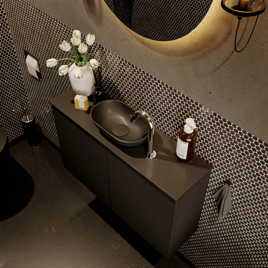 MONDIAZ FOWY toiletmeubel 80cm kleur urban. Waskom positie midden kleur urban | urban. Met 1 kraangat - Afbeelding 3
