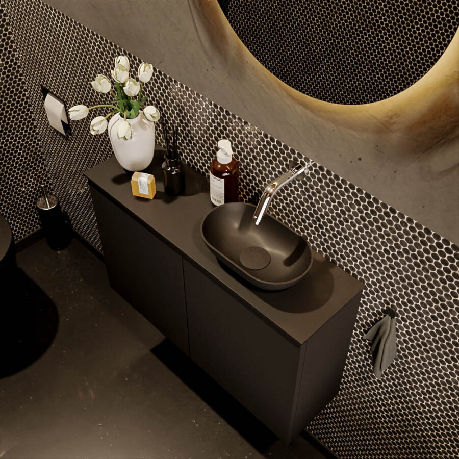 MONDIAZ FOWY toiletmeubel 80cm kleur urban. Waskom positie rechts kleur urban | urban. Zonder kraangat - Afbeelding 3