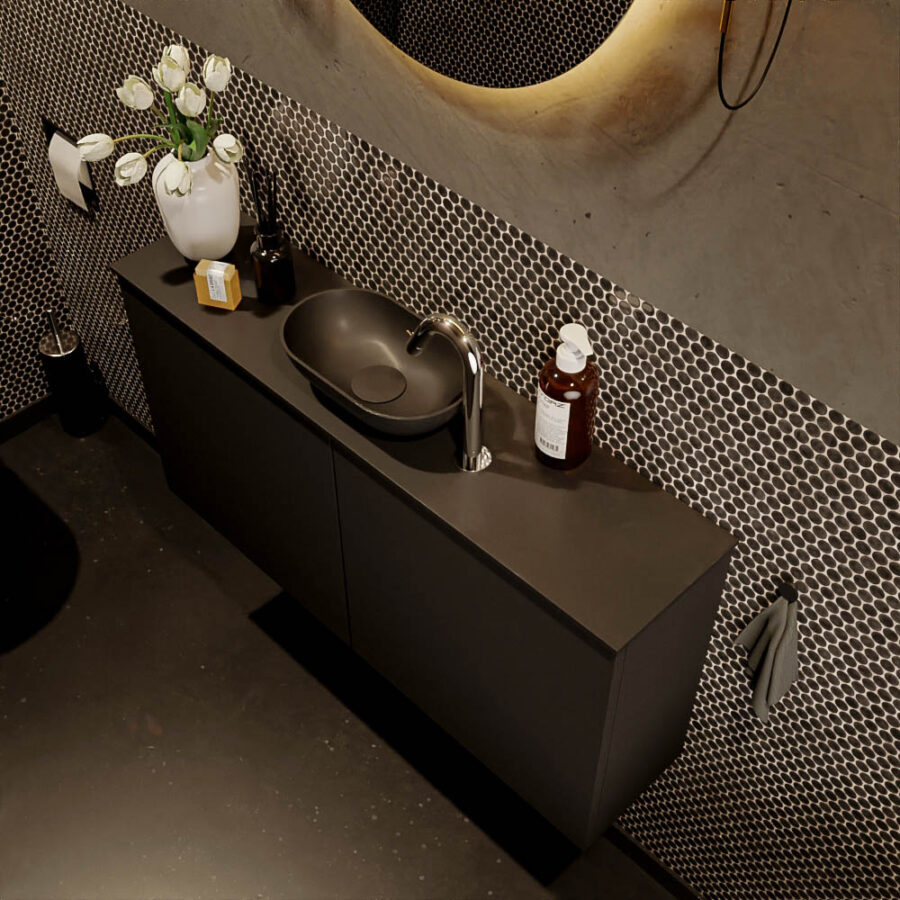 MONDIAZ FOWY toiletmeubel 100cm kleur urban. Waskom positie midden kleur urban | urban. Met 1 kraangat - Afbeelding 3