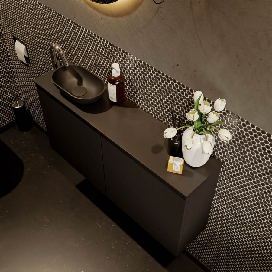 MONDIAZ FOWY toiletmeubel 100cm kleur urban. Waskom positie links kleur urban | urban. Met 1 kraangat - Afbeelding 3