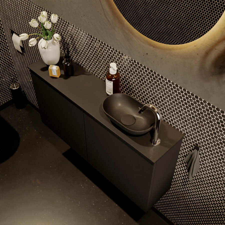 MONDIAZ FOWY toiletmeubel 100cm kleur urban. Waskom positie rechts kleur urban | urban. Met 1 kraangat - Afbeelding 3