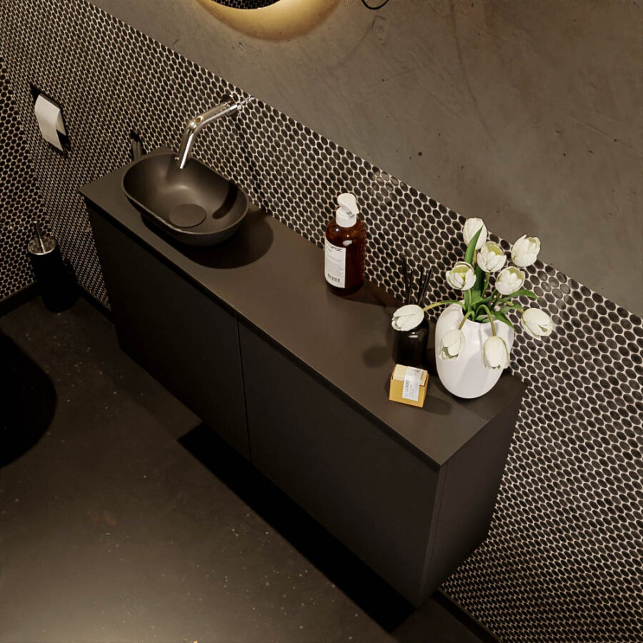 MONDIAZ FOWY toiletmeubel 100cm kleur urban. Waskom positie links kleur urban | urban. Zonder kraangat - Afbeelding 3