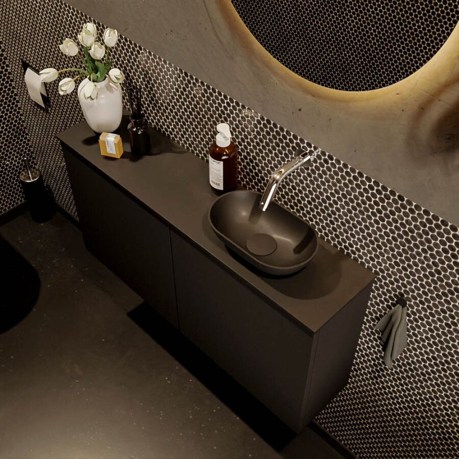 MONDIAZ FOWY toiletmeubel 100cm kleur urban. Waskom positie rechts kleur urban | urban. Zonder kraangat - Afbeelding 3
