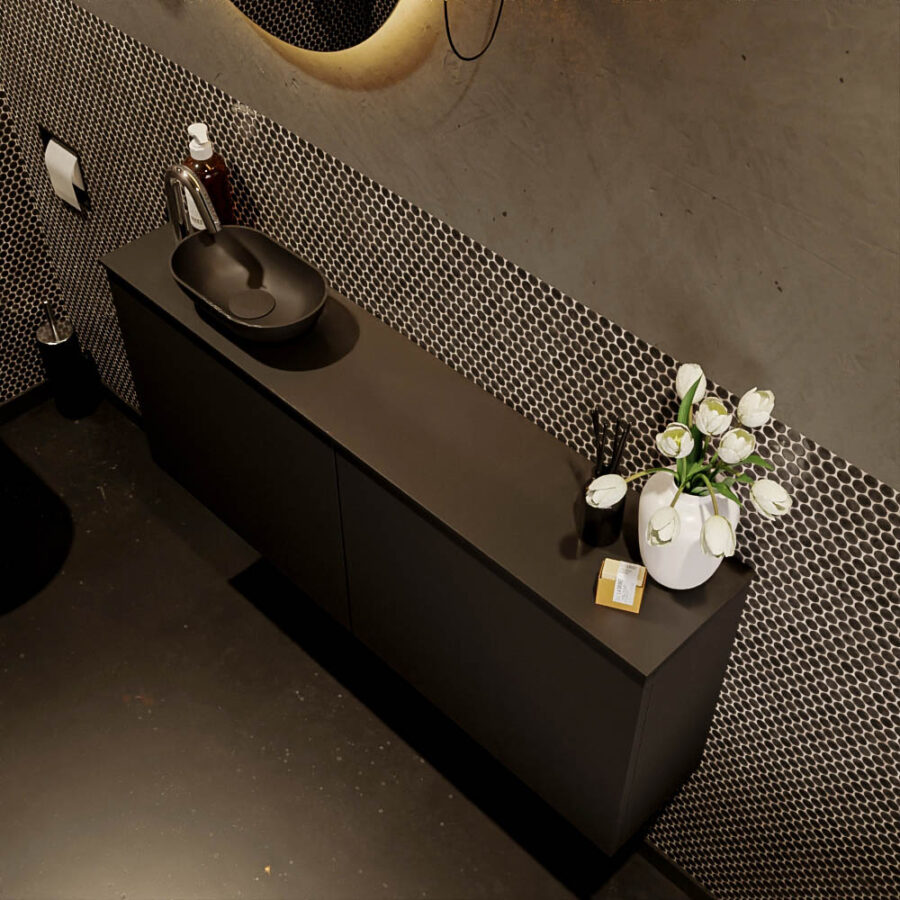 MONDIAZ FOWY toiletmeubel 120cm kleur urban. Waskom positie links kleur urban | urban. Met 1 kraangat - Afbeelding 3