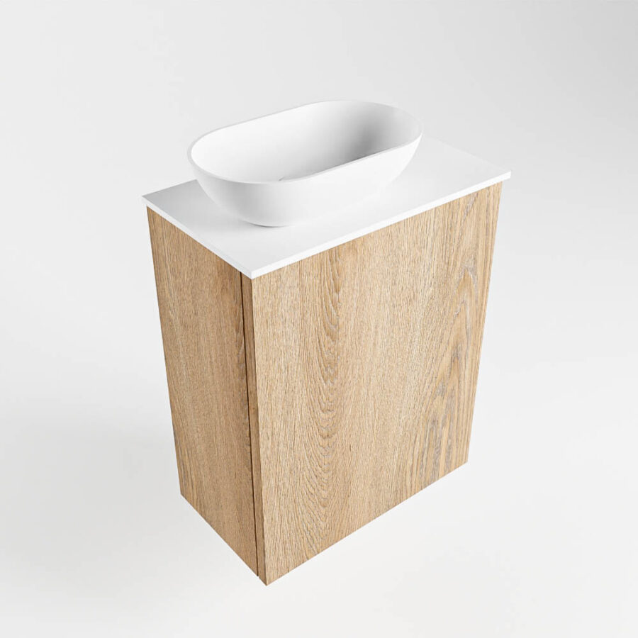 MONDIAZ FOWY toiletmeubel 40cm kleur washed oak. Waskom positie links kleur talc | talc. Met 1 kraangat - Afbeelding 4