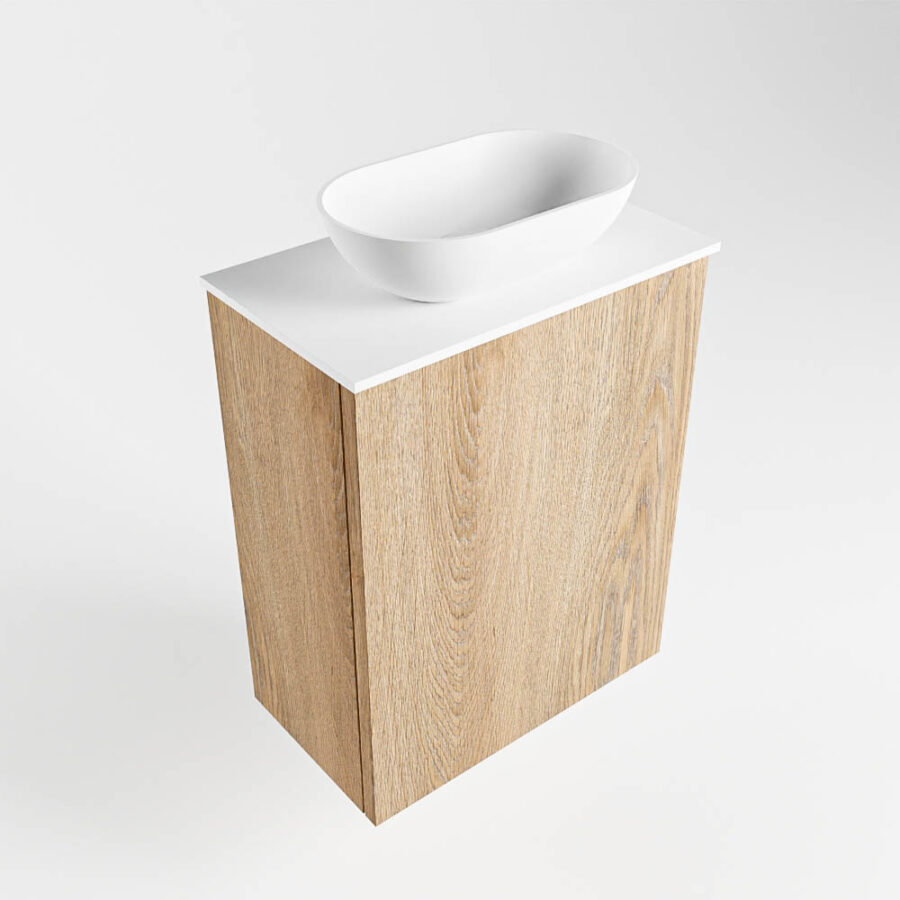 MONDIAZ FOWY toiletmeubel 40cm kleur washed oak. Waskom positie midden kleur talc | talc. Zonder kraangat - Afbeelding 4