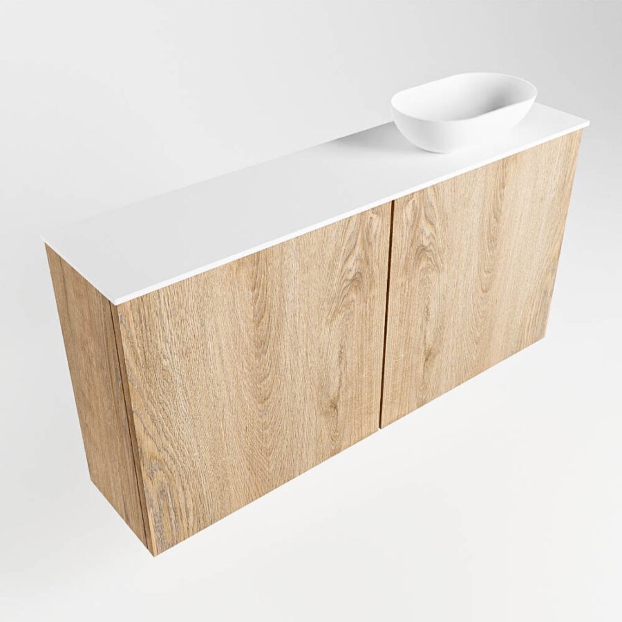 MONDIAZ FOWY toiletmeubel 100cm kleur washed oak. Waskom positie rechts kleur talc | talc. Met 1 kraangat - Afbeelding 4