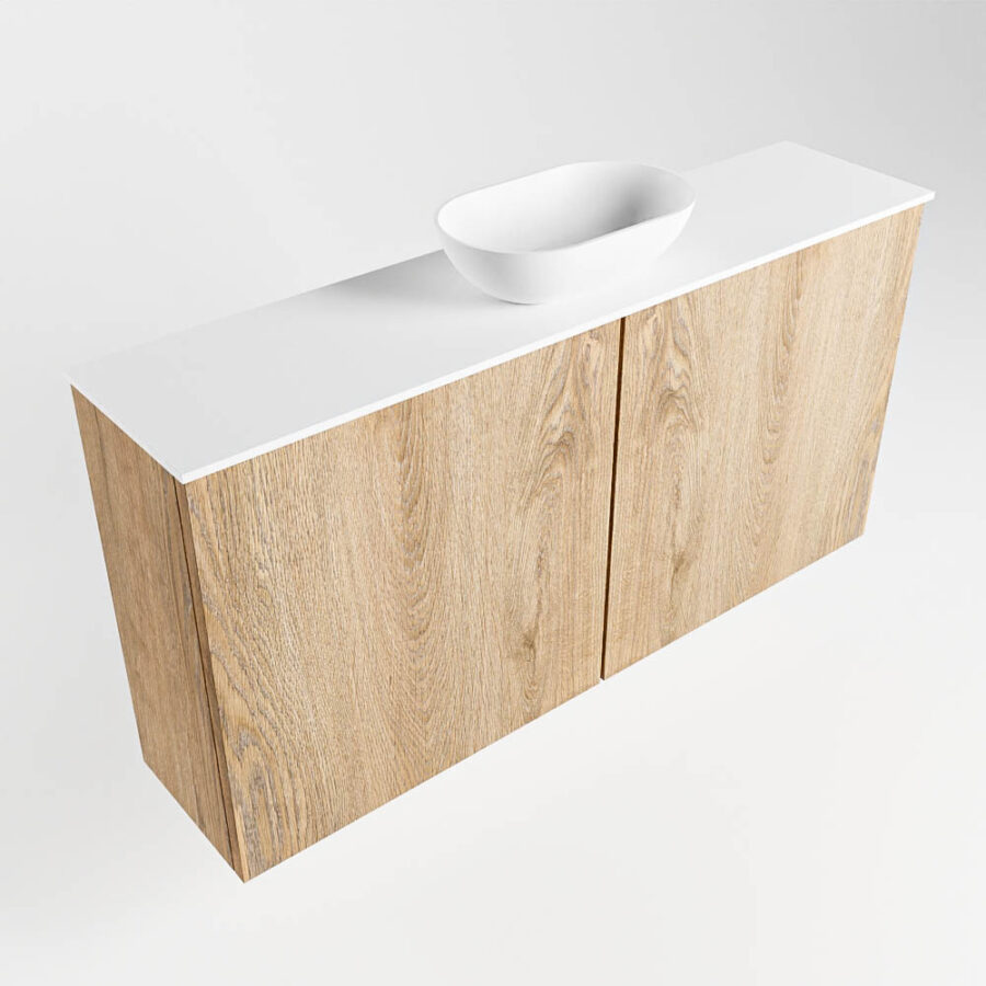 MONDIAZ FOWY toiletmeubel 100cm kleur washed oak. Waskom positie midden kleur talc | talc. Zonder kraangat - Afbeelding 4