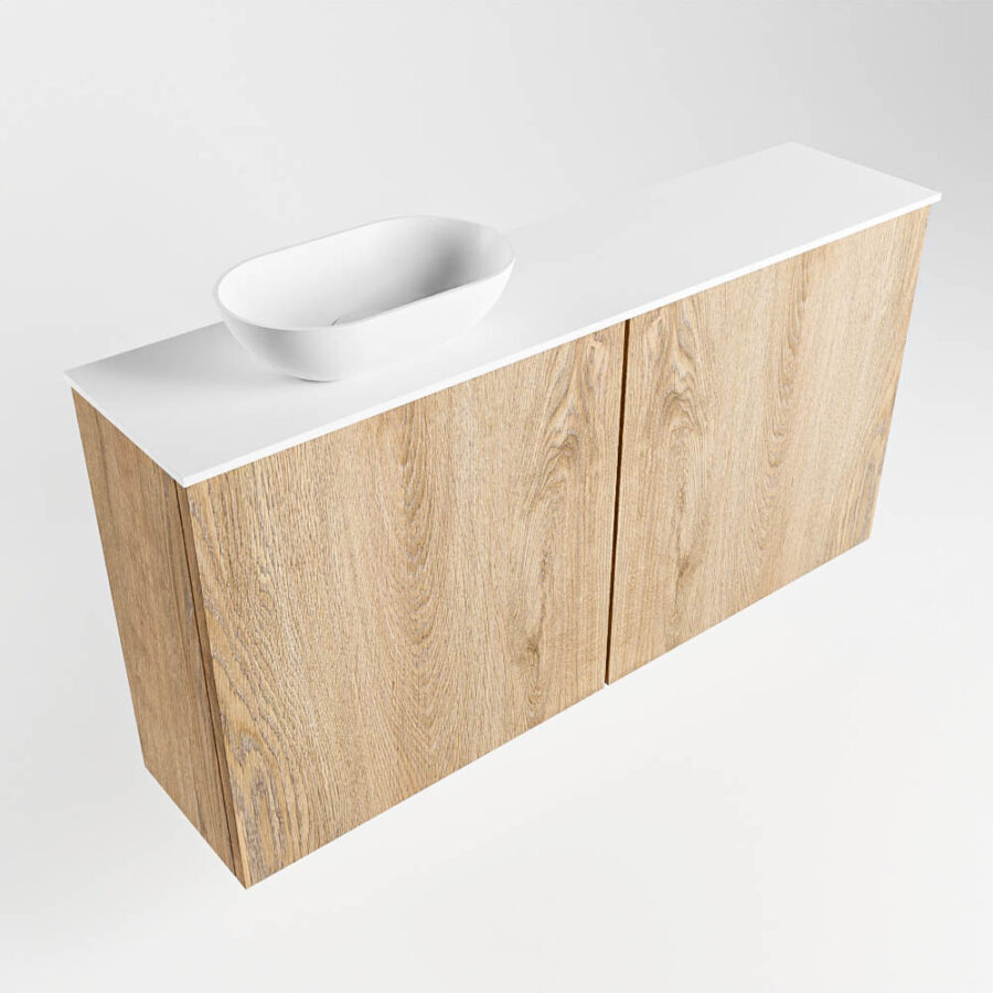 MONDIAZ FOWY toiletmeubel 100cm kleur washed oak. Waskom positie links kleur talc | talc. Zonder kraangat - Afbeelding 4