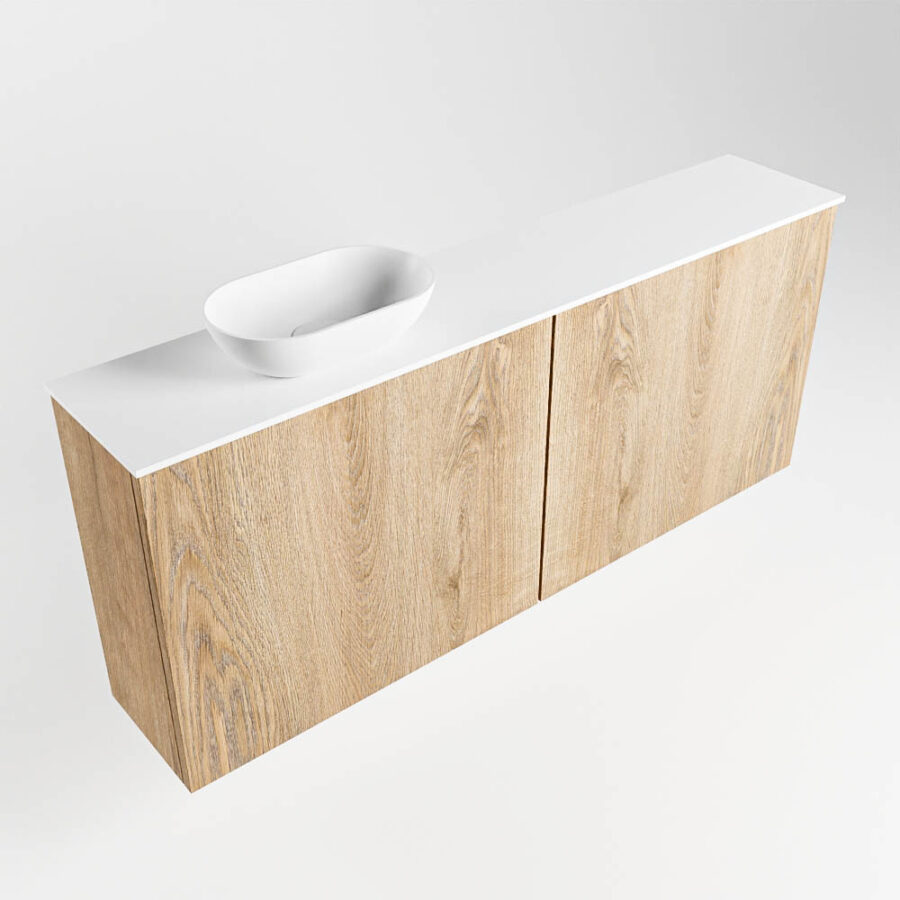 MONDIAZ FOWY toiletmeubel 120cm kleur washed oak. Waskom positie links kleur talc | talc. Met 1 kraangat - Afbeelding 4