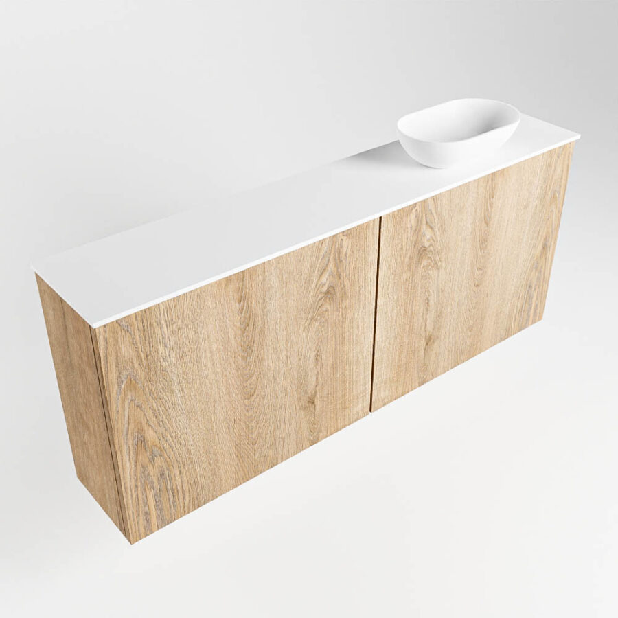MONDIAZ FOWY toiletmeubel 120cm kleur washed oak. Waskom positie rechts kleur talc | talc. Met 1 kraangat - Afbeelding 4
