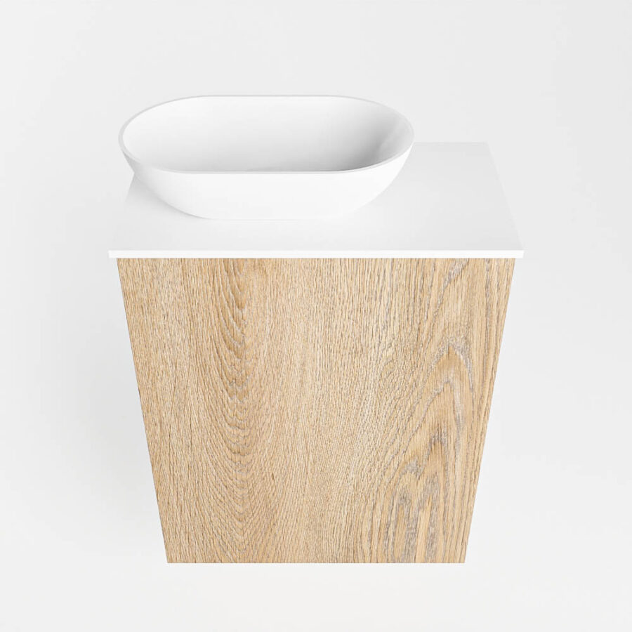 MONDIAZ FOWY toiletmeubel 40cm kleur washed oak. Waskom positie links kleur talc | talc. Met 1 kraangat - Afbeelding 5