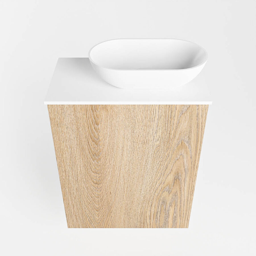 MONDIAZ FOWY toiletmeubel 40cm kleur washed oak. Waskom positie rechts kleur talc | talc. Met 1 kraangat - Afbeelding 5