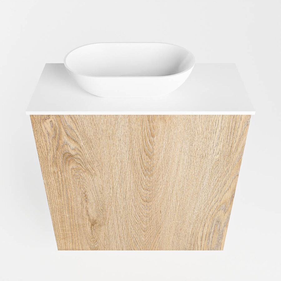 MONDIAZ FOWY toiletmeubel 50cm kleur washed oak. Waskom positie links kleur talc | talc. Met 1 kraangat - Afbeelding 5