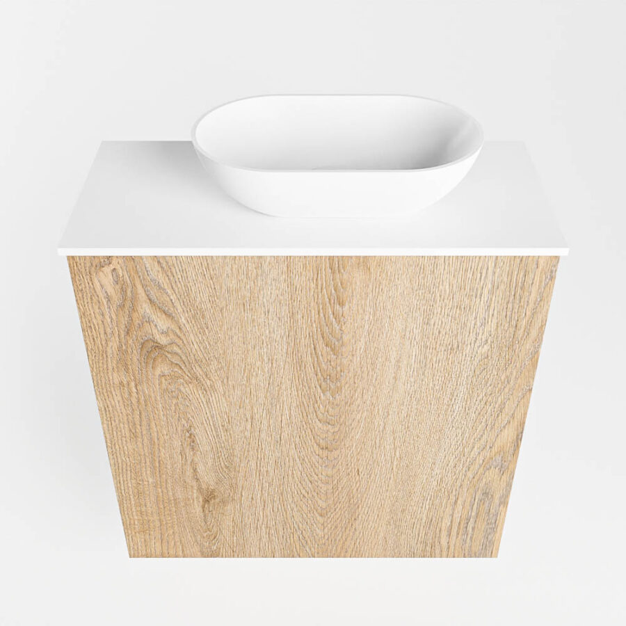 MONDIAZ FOWY toiletmeubel 50cm kleur washed oak. Waskom positie rechts kleur talc | talc. Met 1 kraangat - Afbeelding 5