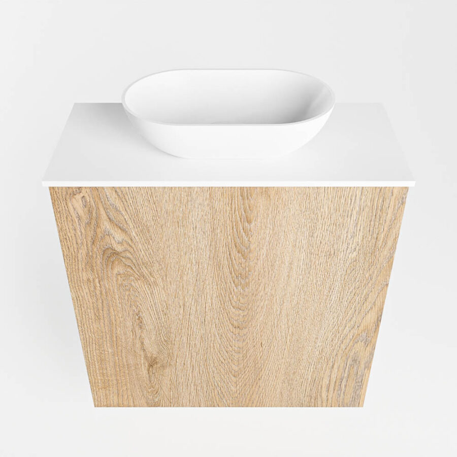 MONDIAZ FOWY toiletmeubel 50cm kleur washed oak. Waskom positie midden kleur talc | talc. Zonder kraangat - Afbeelding 5