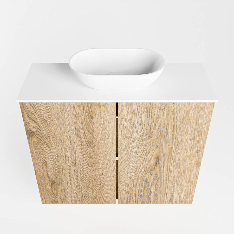 MONDIAZ FOWY toiletmeubel 60cm kleur washed oak. Waskom positie midden kleur talc | talc. Zonder kraangat - Afbeelding 5