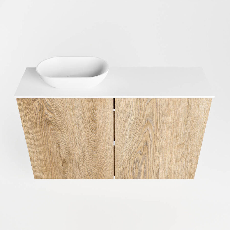 MONDIAZ FOWY toiletmeubel 80cm kleur washed oak. Waskom positie links kleur talc | talc. Met 1 kraangat - Afbeelding 5
