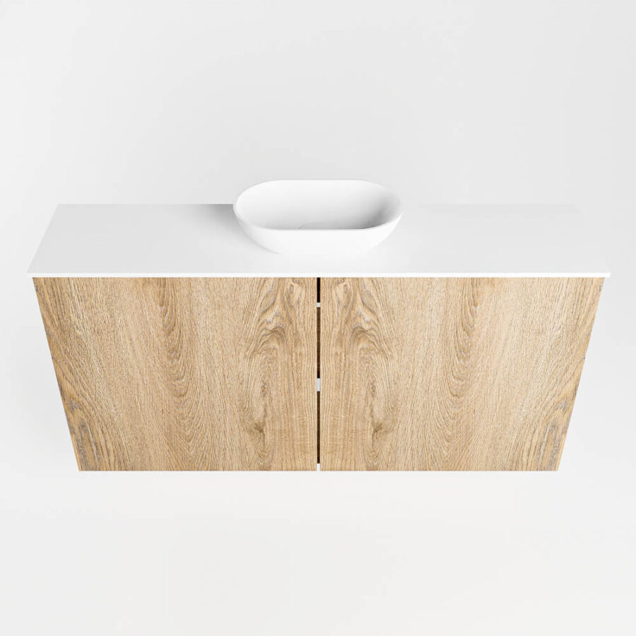 MONDIAZ FOWY toiletmeubel 100cm kleur washed oak. Waskom positie midden kleur talc | talc. Zonder kraangat - Afbeelding 5