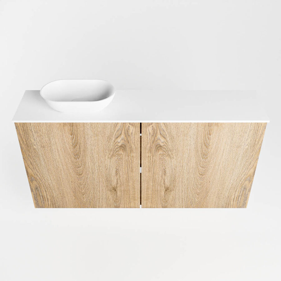 MONDIAZ FOWY toiletmeubel 100cm kleur washed oak. Waskom positie links kleur talc | talc. Zonder kraangat - Afbeelding 5