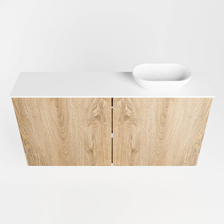 MONDIAZ FOWY toiletmeubel 100cm kleur washed oak. Waskom positie rechts kleur talc | talc. Zonder kraangat - Afbeelding 5