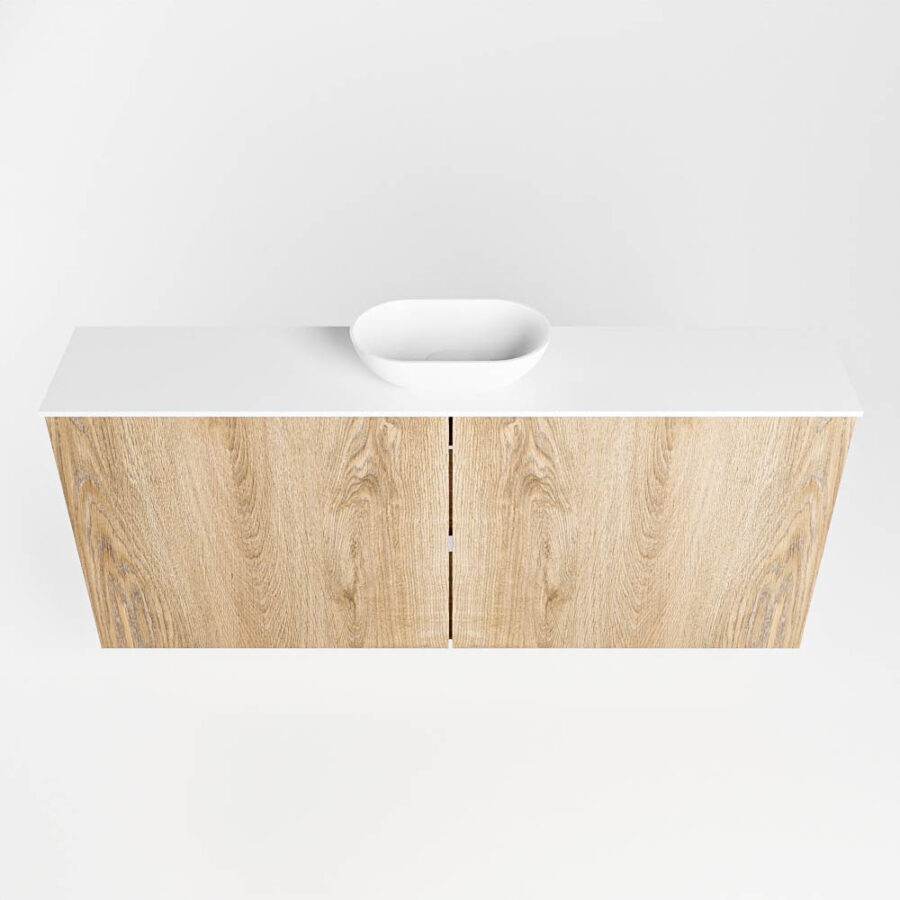 MONDIAZ FOWY toiletmeubel 120cm kleur washed oak. Waskom positie midden kleur talc | talc. Met 1 kraangat - Afbeelding 5