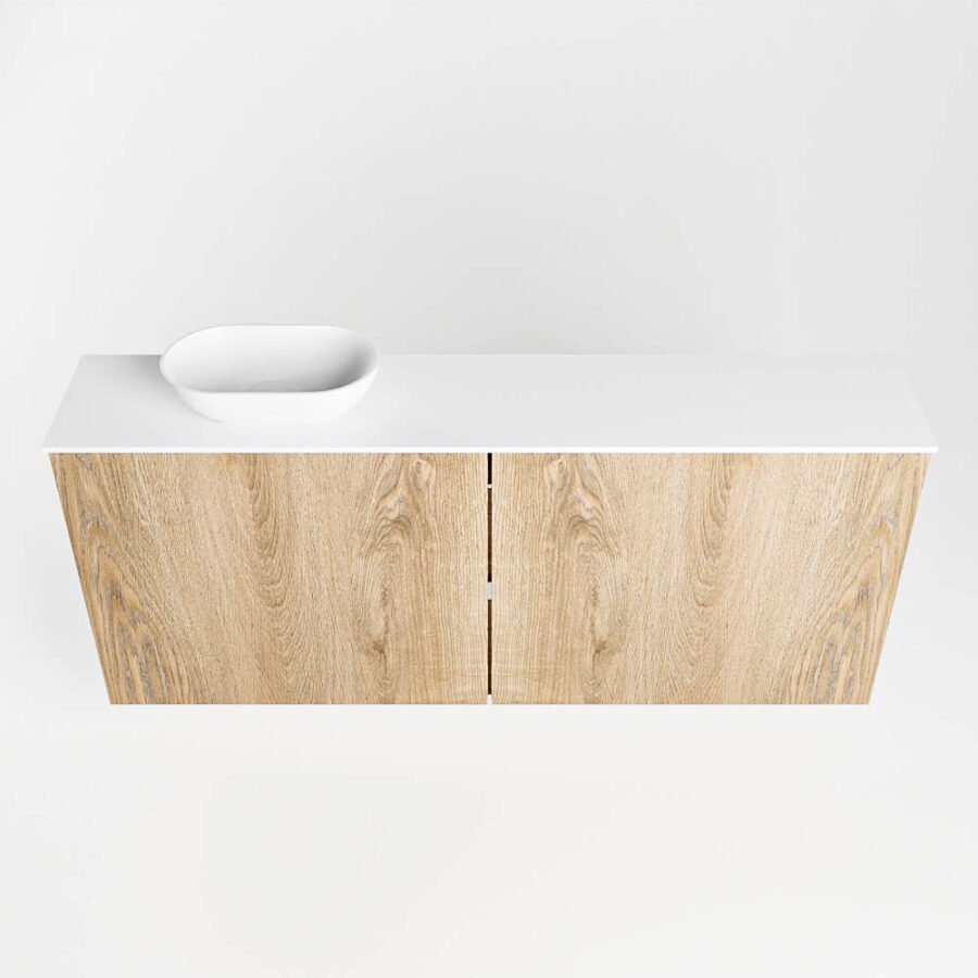 MONDIAZ FOWY toiletmeubel 120cm kleur washed oak. Waskom positie links kleur talc | talc. Met 1 kraangat - Afbeelding 5
