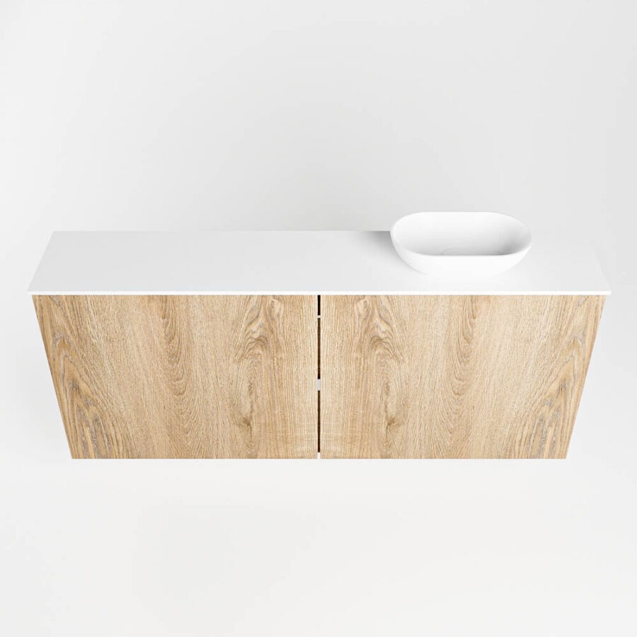 MONDIAZ FOWY toiletmeubel 120cm kleur washed oak. Waskom positie rechts kleur talc | talc. Met 1 kraangat - Afbeelding 5