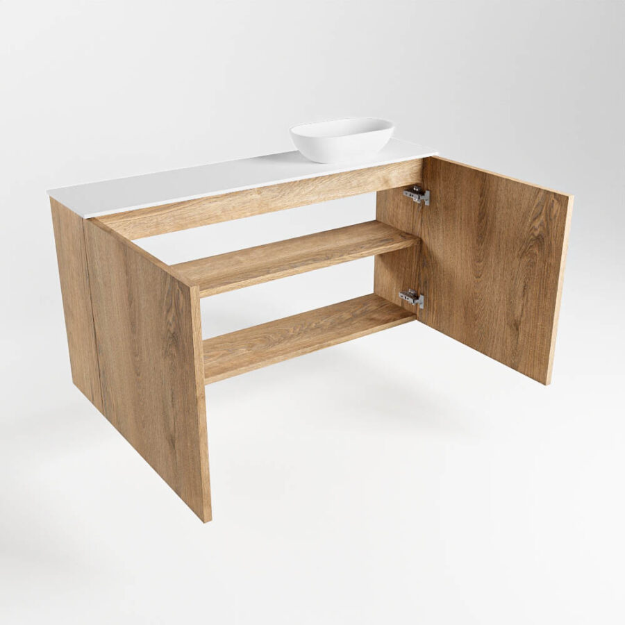 MONDIAZ FOWY toiletmeubel 100cm kleur washed oak. Waskom positie rechts kleur talc | talc. Met 1 kraangat - Afbeelding 6