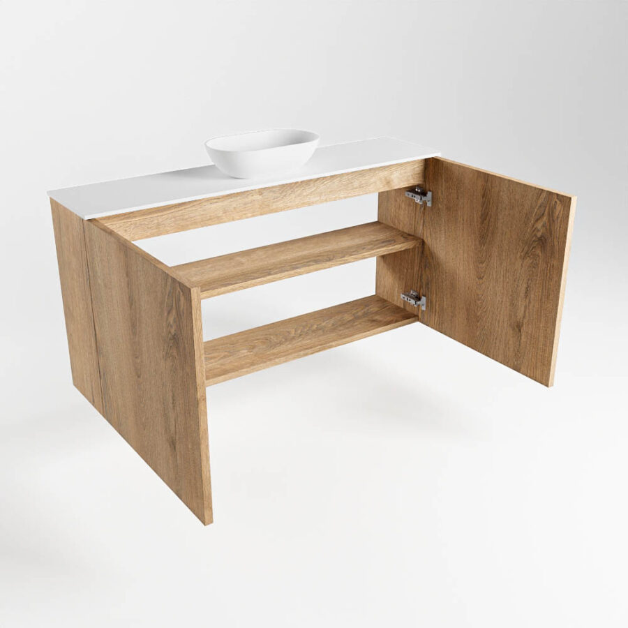 MONDIAZ FOWY toiletmeubel 100cm kleur washed oak. Waskom positie midden kleur talc | talc. Zonder kraangat - Afbeelding 6
