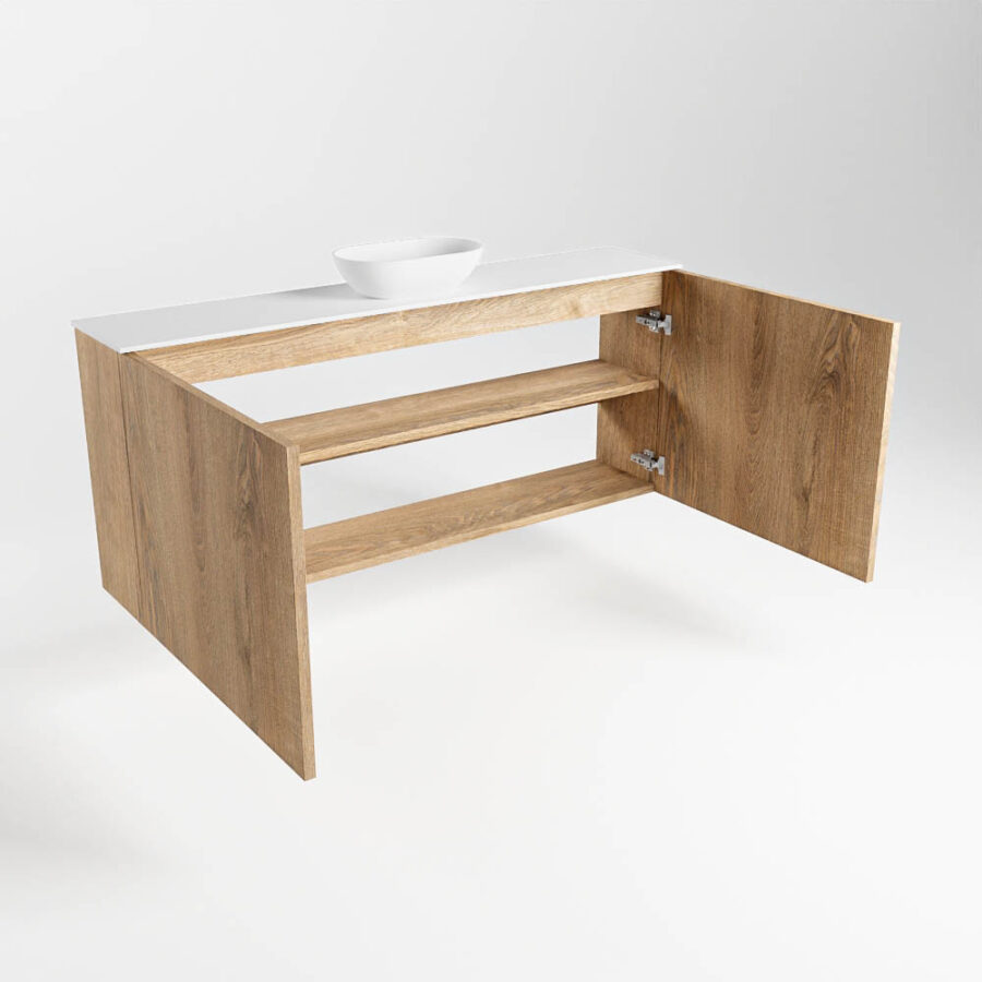 MONDIAZ FOWY toiletmeubel 120cm kleur washed oak. Waskom positie midden kleur talc | talc. Met 1 kraangat - Afbeelding 6