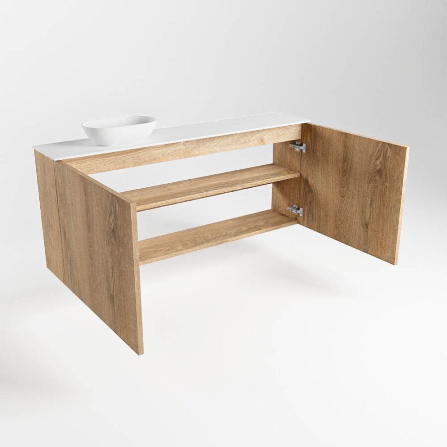 MONDIAZ FOWY toiletmeubel 120cm kleur washed oak. Waskom positie links kleur talc | talc. Met 1 kraangat - Afbeelding 6