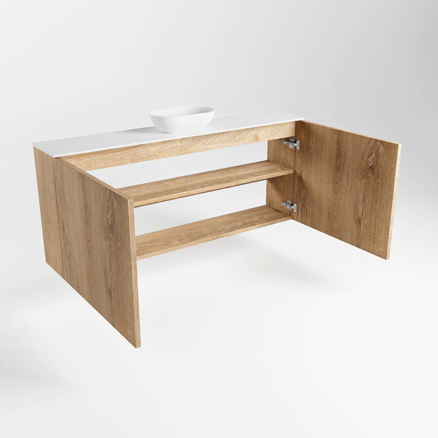 MONDIAZ FOWY toiletmeubel 120cm kleur washed oak. Waskom positie midden kleur talc | talc. Zonder kraangat - Afbeelding 6