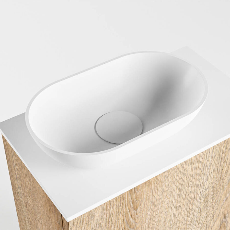 MONDIAZ FOWY toiletmeubel 40cm kleur washed oak. Waskom positie links kleur talc | talc. Met 1 kraangat - Afbeelding 7