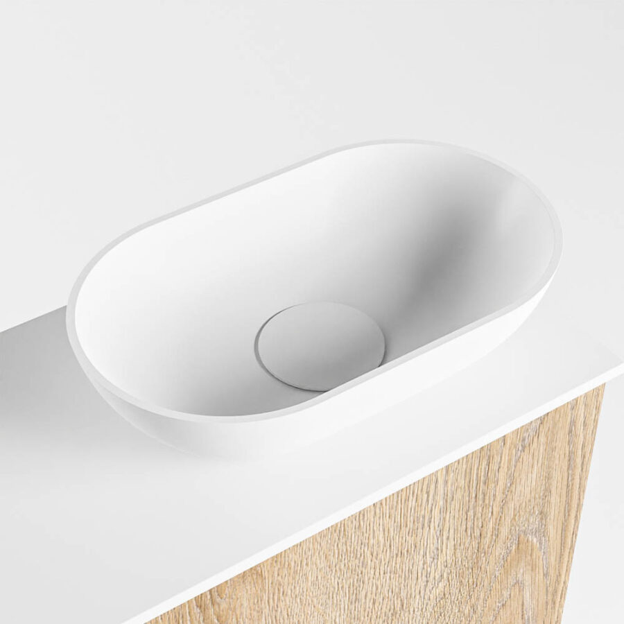 MONDIAZ FOWY toiletmeubel 40cm kleur washed oak. Waskom positie rechts kleur talc | talc. Met 1 kraangat - Afbeelding 7
