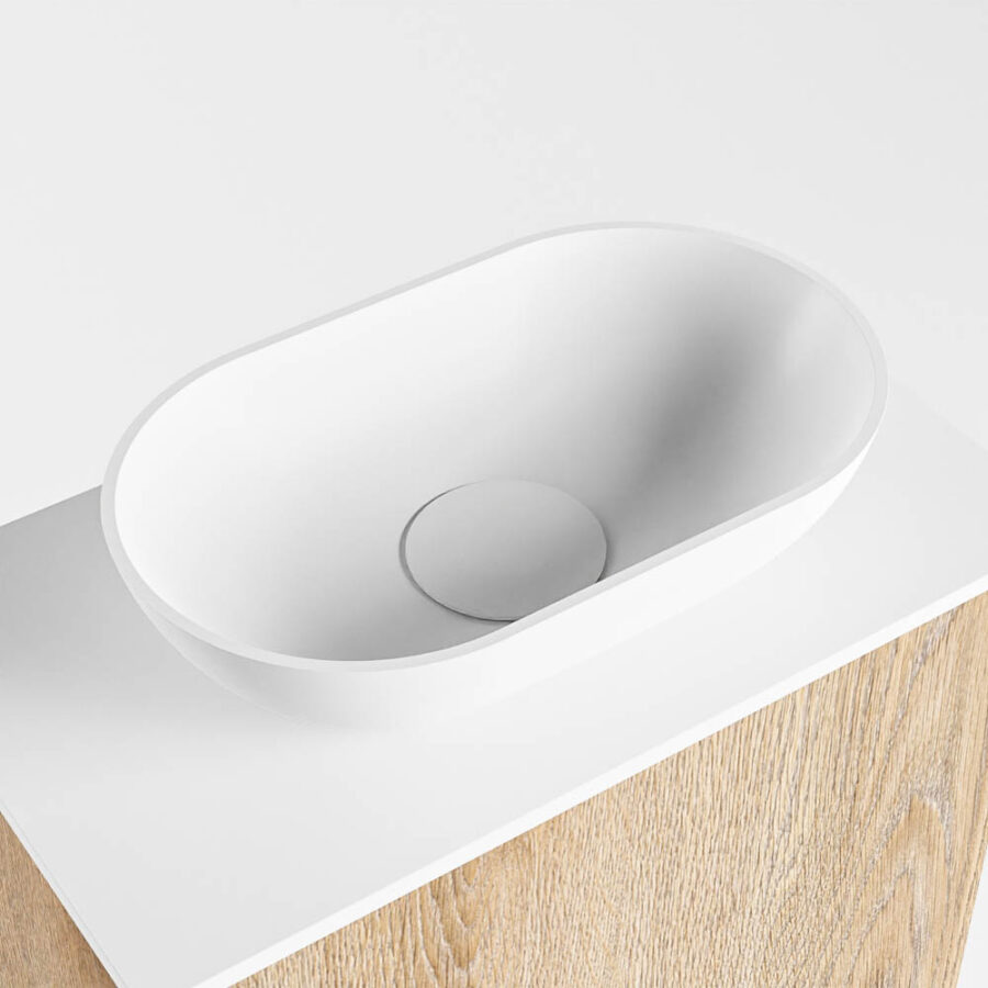 MONDIAZ FOWY toiletmeubel 40cm kleur washed oak. Waskom positie midden kleur talc | talc. Zonder kraangat - Afbeelding 7
