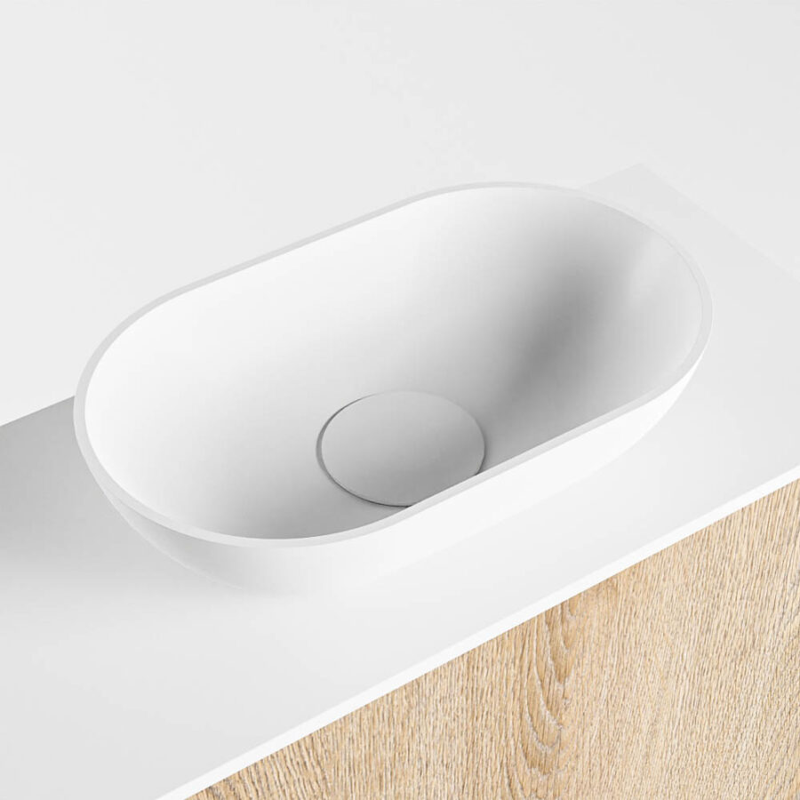 MONDIAZ FOWY toiletmeubel 50cm kleur washed oak. Waskom positie midden kleur talc | talc. Zonder kraangat - Afbeelding 7