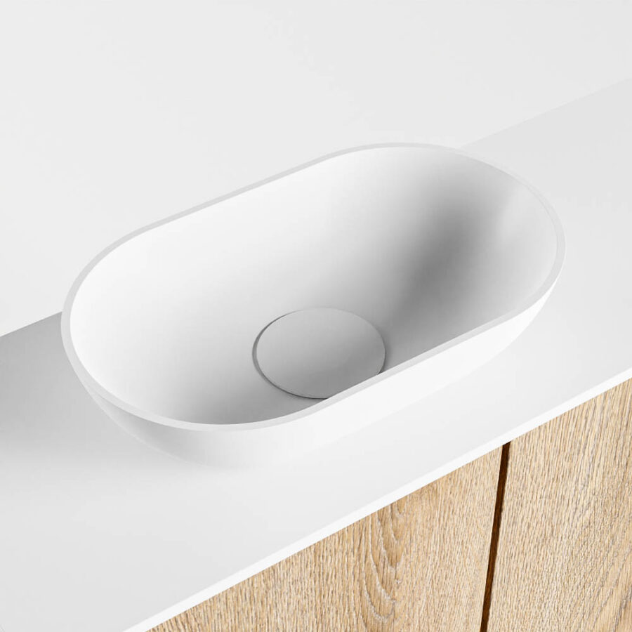 MONDIAZ FOWY toiletmeubel 60cm kleur washed oak. Waskom positie links kleur talc | talc. Met 1 kraangat - Afbeelding 7