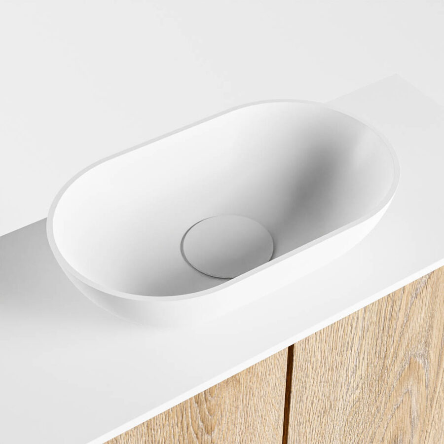 MONDIAZ FOWY toiletmeubel 60cm kleur washed oak. Waskom positie midden kleur talc | talc. Zonder kraangat - Afbeelding 7