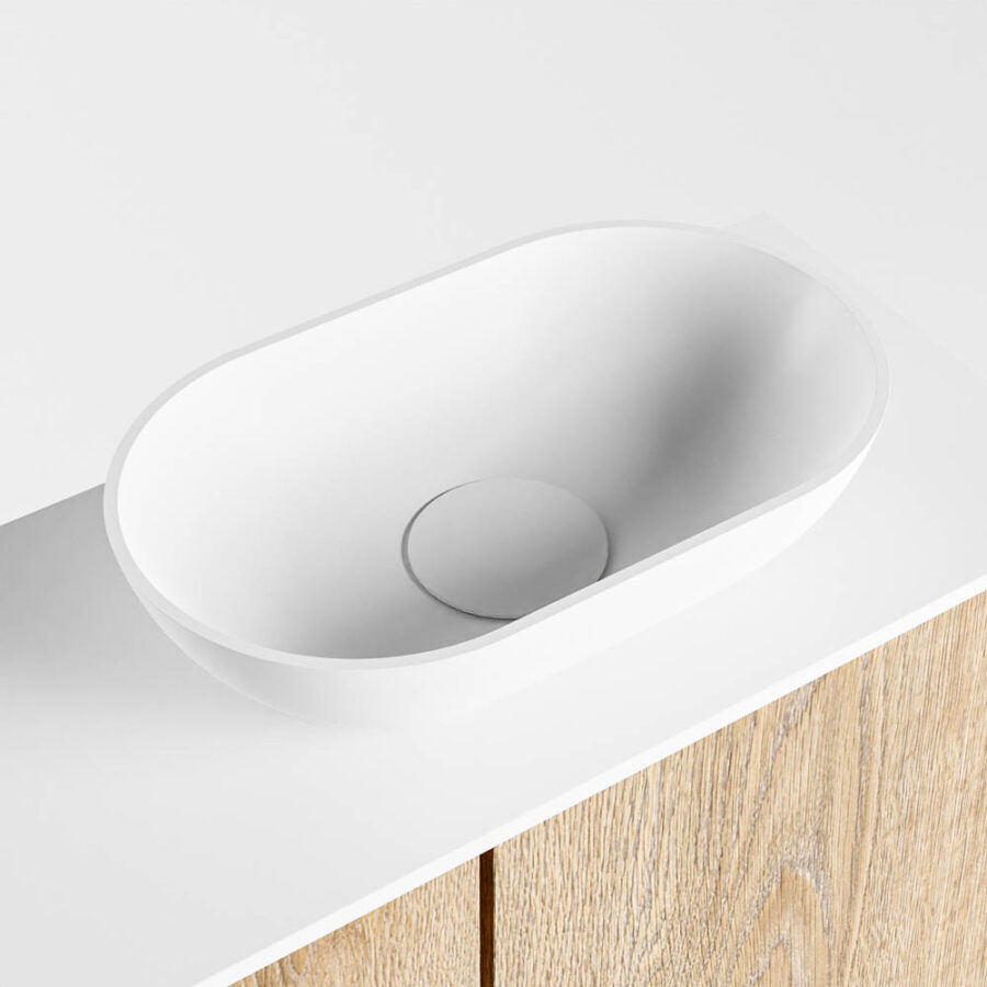 MONDIAZ FOWY toiletmeubel 60cm kleur washed oak. Waskom positie rechts kleur talc | talc. Zonder kraangat - Afbeelding 7
