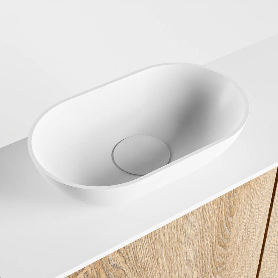 MONDIAZ FOWY toiletmeubel 80cm kleur washed oak. Waskom positie links kleur talc | talc. Met 1 kraangat - Afbeelding 7