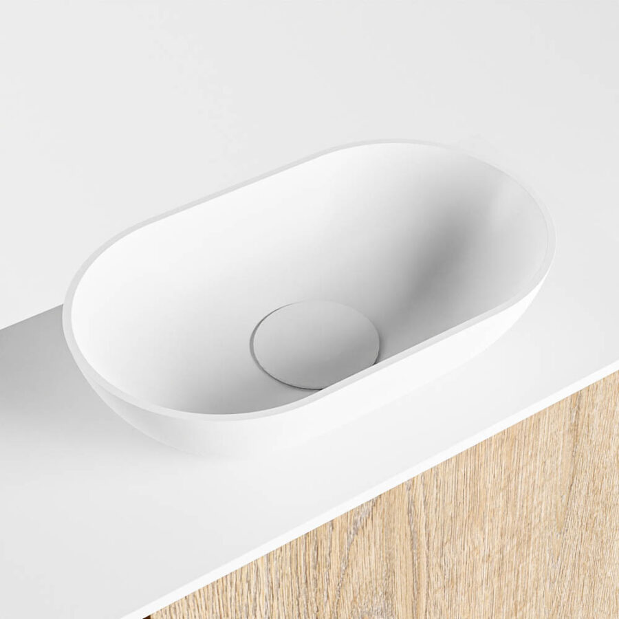 MONDIAZ FOWY toiletmeubel 80cm kleur washed oak. Waskom positie rechts kleur talc | talc. Met 1 kraangat - Afbeelding 7