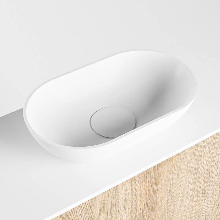 MONDIAZ FOWY toiletmeubel 100cm kleur washed oak. Waskom positie rechts kleur talc | talc. Met 1 kraangat - Afbeelding 7