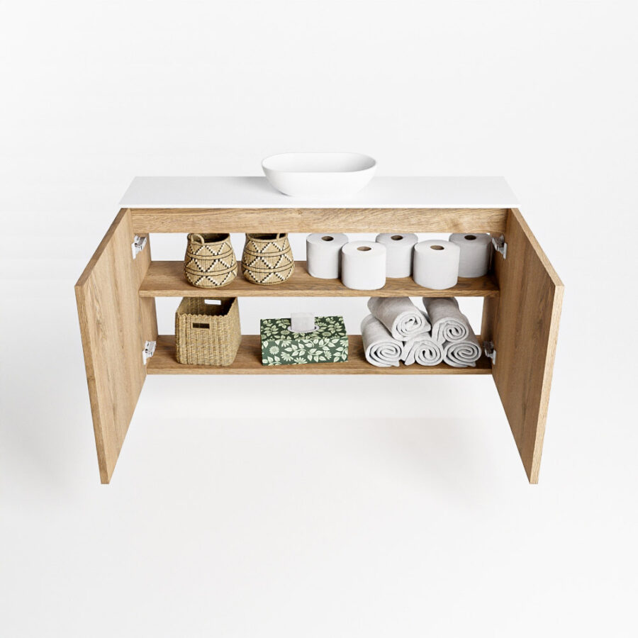 MONDIAZ FOWY toiletmeubel 100cm kleur washed oak. Waskom positie midden kleur talc | talc. Met 1 kraangat - Afbeelding 8