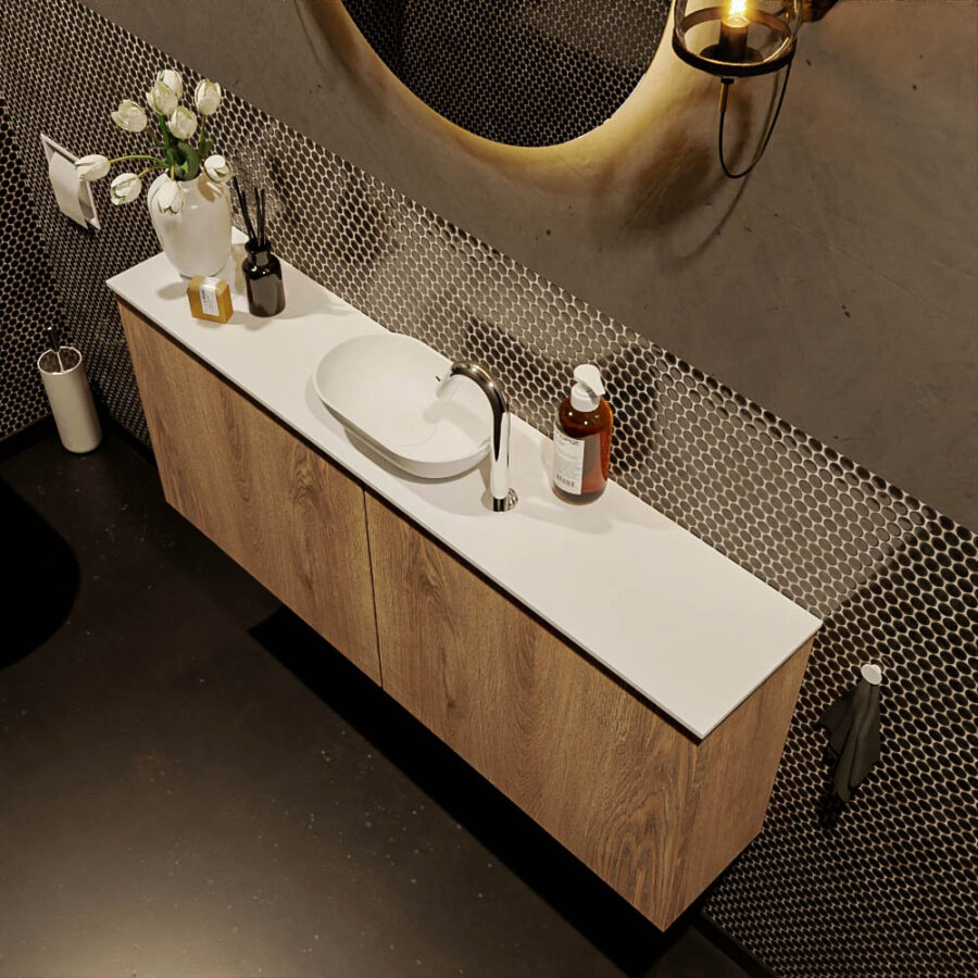 MONDIAZ FOWY toiletmeubel 120cm kleur washed oak. Waskom positie midden kleur talc | talc. Met 1 kraangat - Afbeelding 3