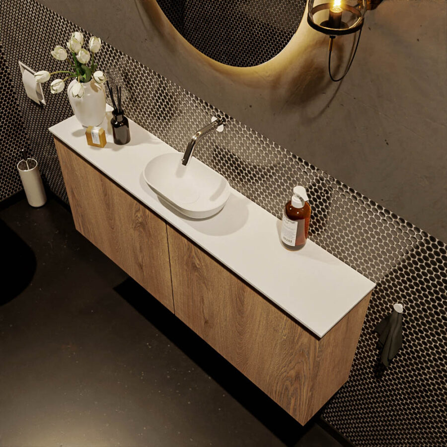 MONDIAZ FOWY toiletmeubel 120cm kleur washed oak. Waskom positie midden kleur talc | talc. Zonder kraangat - Afbeelding 3