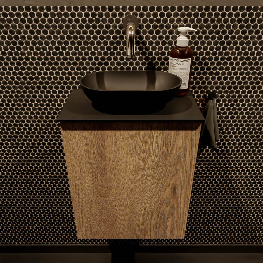 MONDIAZ FOWY toiletmeubel 40cm kleur washed oak. Waskom positie midden kleur urban | urban. Zonder kraangat - Afbeelding 2