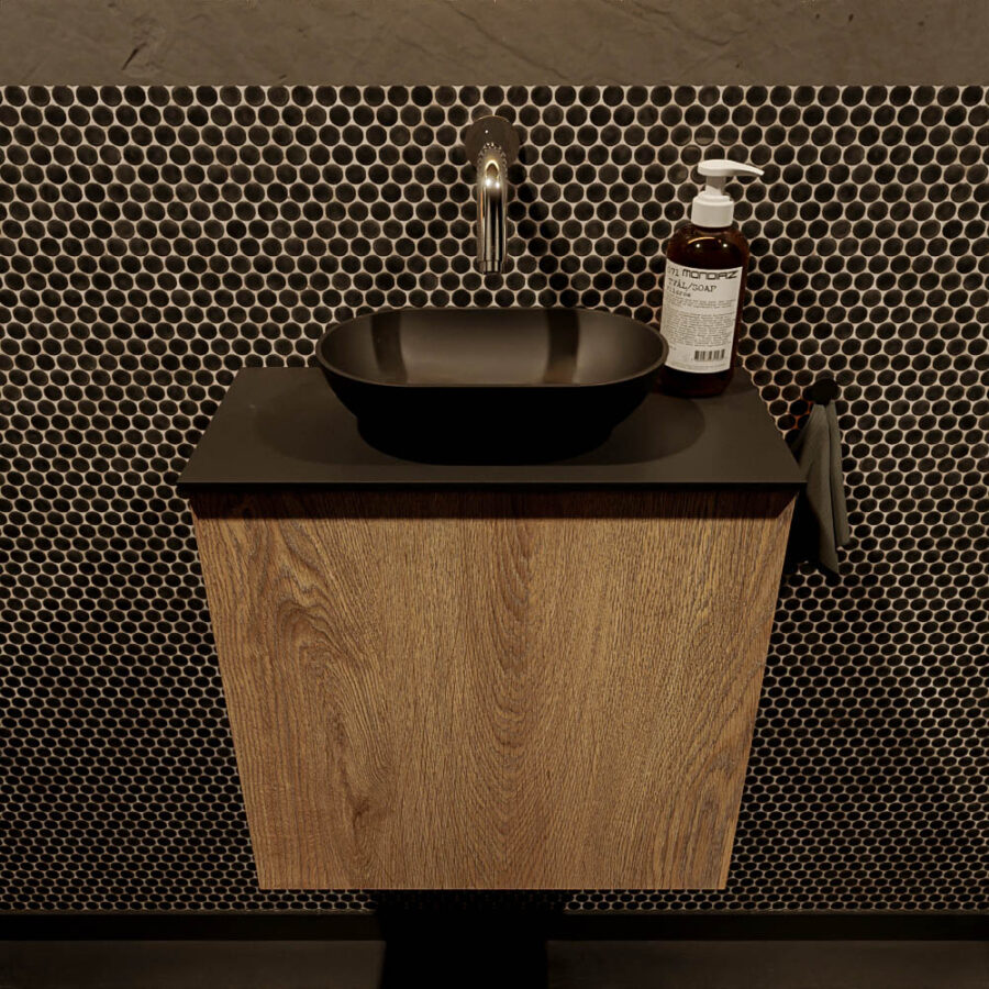 MONDIAZ FOWY toiletmeubel 50cm kleur washed oak. Waskom positie midden kleur urban | urban. Zonder kraangat - Afbeelding 2