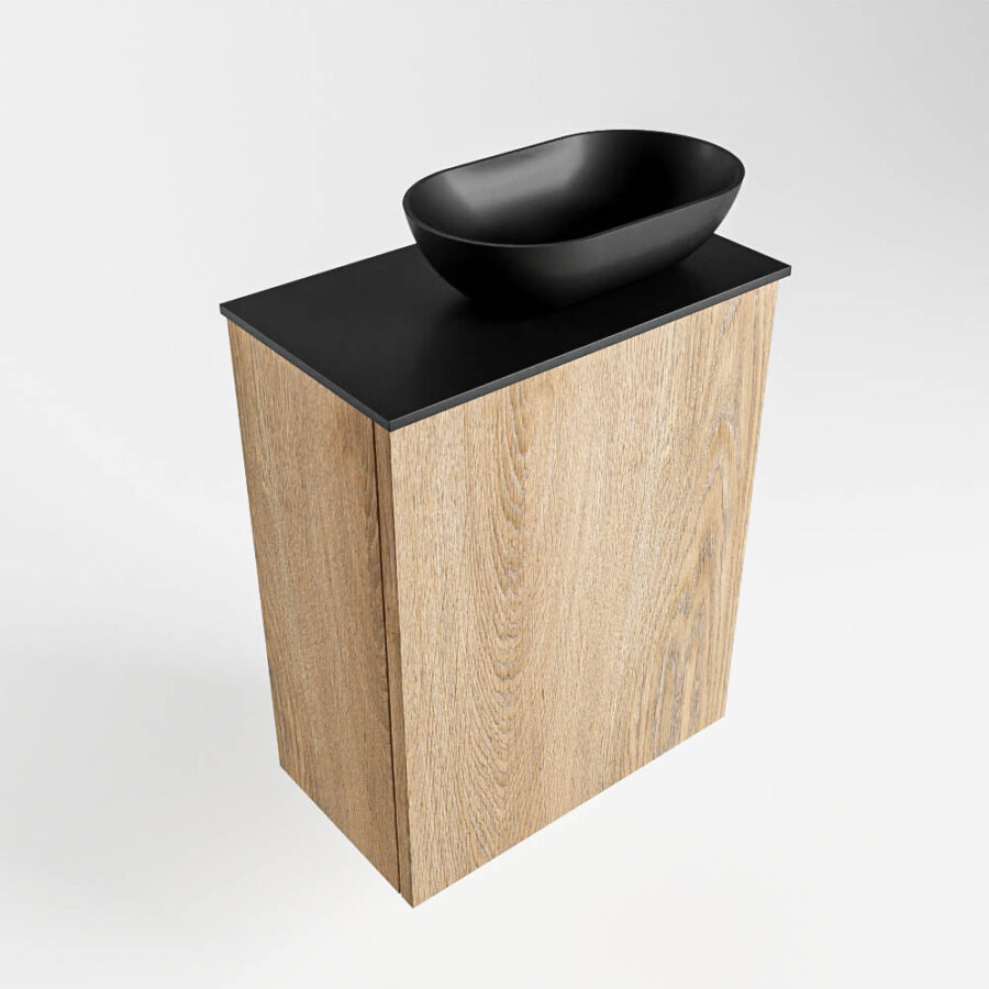 MONDIAZ FOWY toiletmeubel 40cm kleur washed oak. Waskom positie rechts kleur urban | urban. Met 1 kraangat - Afbeelding 4