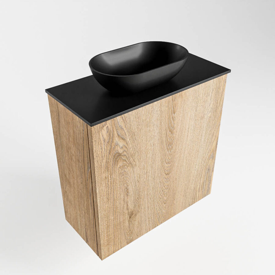 MONDIAZ FOWY toiletmeubel 50cm kleur washed oak. Waskom positie links kleur urban | urban. Met 1 kraangat - Afbeelding 4